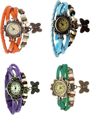 NS18 Vintage Butterfly Rakhi Combo of 4 Orange, Purple, Sky Blue And Green Analog Watch  - For Women   Watches  (NS18)