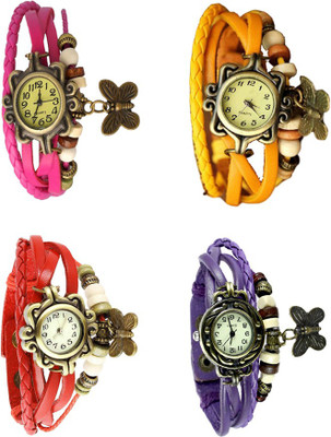 

NS18 Vintage Butterfly Rakhi Combo of 4 Pink, Red, Yellow And Purple Watch - For Women