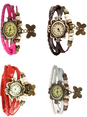 NS18 Vintage Butterfly Rakhi Combo of 4 Pink, Red, Brown And White Analog Watch  - For Women   Watches  (NS18)