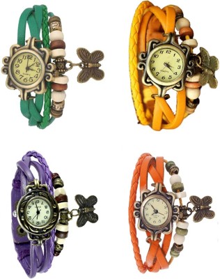 NS18 Vintage Butterfly Rakhi Combo of 4 Green, Purple, Yellow And Orange Analog Watch  - For Women   Watches  (NS18)