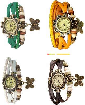 

Kissu Vintage Rakhi Combo of 4 Green, White, Yellow And Brown Watch - For Women