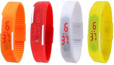 NS18 Silicone Led Magnet Band Combo of 4 Orange, Red, White And Yellow Digital Watch  - For Boys & Girls   Watches  (NS18)