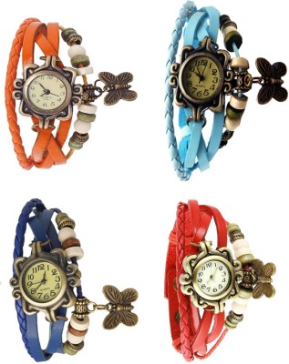 NS18 Vintage Butterfly Rakhi Combo of 4 Orange, Blue, Sky Blue And Red Analog Watch  - For Women   Watches  (NS18)