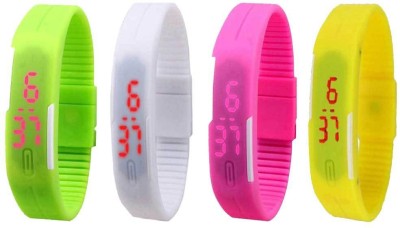 NS18 Silicone Led Magnet Band Combo of 4 Green, White, Pink And Yellow Digital Watch  - For Boys & Girls   Watches  (NS18)