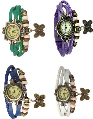 NS18 Vintage Butterfly Rakhi Combo of 4 Green, Blue, Purple And White Analog Watch  - For Women   Watches  (NS18)