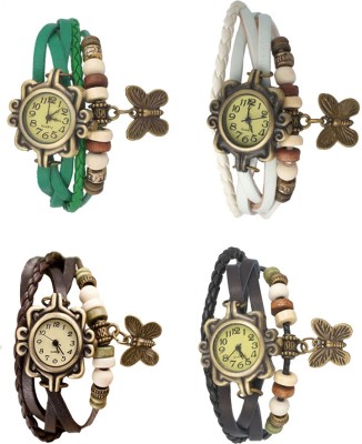 NS18 Vintage Butterfly Rakhi Combo of 4 Green, Brown, White And Black Analog Watch  - For Women   Watches  (NS18)