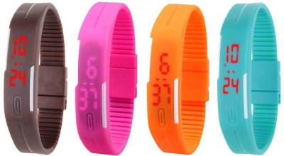NS18 Silicone Led Magnet Band Watch Combo of 4 Brown, Pink, Orange And Sky Blue Digital Watch  - For Couple   Watches  (NS18)