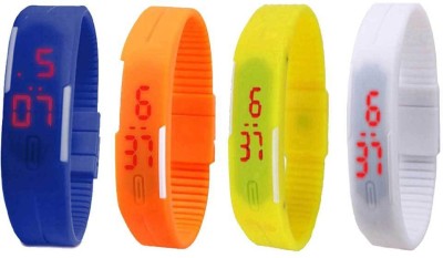 NS18 Silicone Led Magnet Band Combo of 4 Blue, Orange, Yellow And White Digital Watch  - For Boys & Girls   Watches  (NS18)