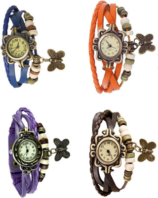 

Kissu Vintage Rakhi Combo of 4 Blue, Purple, Orange And Brown Watch - For Women