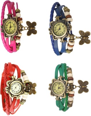 NS18 Vintage Butterfly Rakhi Combo of 4 Pink, Red, Blue And Green Analog Watch  - For Women   Watches  (NS18)