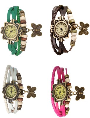 NS18 Vintage Butterfly Rakhi Combo of 4 Green, White, Brown And Pink Analog Watch  - For Women   Watches  (NS18)