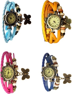 NS18 Vintage Butterfly Rakhi Combo of 4 Sky Blue, Pink, Yellow And Blue Analog Watch  - For Women   Watches  (NS18)