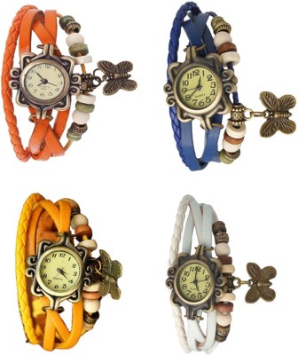 NS18 Vintage Butterfly Rakhi Combo of 4 Orange, Yellow, Blue And White Analog Watch  - For Women   Watches  (NS18)