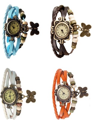 NS18 Vintage Butterfly Rakhi Combo of 4 Sky Blue, White, Brown And Orange Analog Watch  - For Women   Watches  (NS18)
