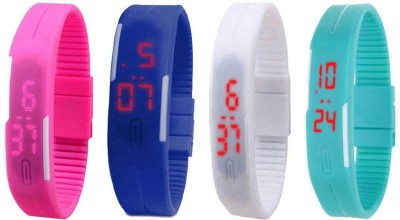 NS18 Silicone Led Magnet Band Watch Combo of 4 Pink, Blue, White And Sky Blue Digital Watch  - For Couple   Watches  (NS18)