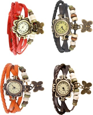 NS18 Vintage Butterfly Rakhi Combo of 4 Red, Orange, Black And Brown Analog Watch  - For Women   Watches  (NS18)
