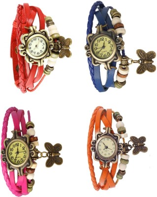 NS18 Vintage Butterfly Rakhi Combo of 4 Red, Pink, Blue And Orange Analog Watch  - For Women   Watches  (NS18)