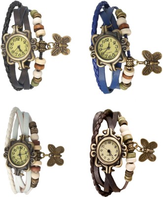 NS18 Vintage Butterfly Rakhi Combo of 4 Black, White, Blue And Brown Analog Watch  - For Women   Watches  (NS18)