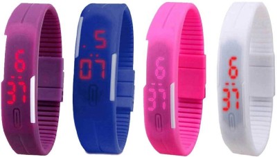NS18 Silicone Led Magnet Band Combo of 4 Purple, Blue, Pink And White Digital Watch  - For Boys & Girls   Watches  (NS18)