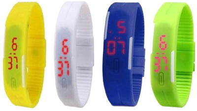 NS18 Silicone Led Magnet Band Combo of 4 Yellow, White, Blue And Green Digital Watch  - For Boys & Girls   Watches  (NS18)