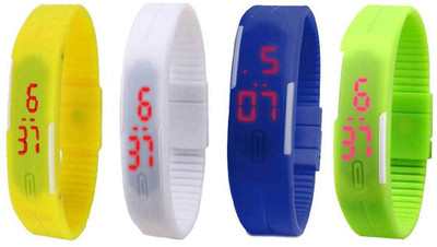 

Kissu Led Magnet Band Combo of 4 Yellow, White, Blue And Green Watch - For Men & Women