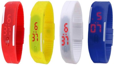 NS18 Silicone Led Magnet Band Combo of 4 Red, Yellow, White And Blue Digital Watch  - For Boys & Girls   Watches  (NS18)