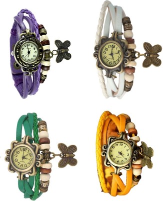 NS18 Vintage Butterfly Rakhi Combo of 4 Purple, Green, White And Yellow Watch  - For Women   Watches  (NS18)