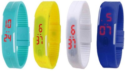 NS18 Silicone Led Magnet Band Combo of 4 Sky Blue, Yellow, White And Blue Digital Watch  - For Boys & Girls   Watches  (NS18)