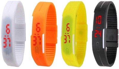 NS18 Silicone Led Magnet Band Combo of 4 White, Orange, Yellow And Black Digital Watch  - For Boys & Girls   Watches  (NS18)