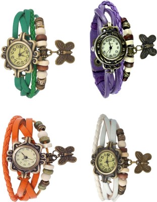 NS18 Vintage Butterfly Rakhi Combo of 4 Green, Orange, Purple And White Analog Watch  - For Women   Watches  (NS18)
