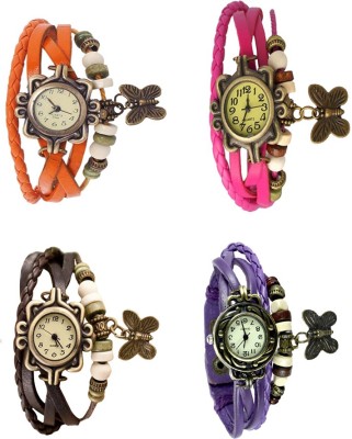 NS18 Vintage Butterfly Rakhi Combo of 4 Orange, Brown, Pink And Purple Analog Watch  - For Women   Watches  (NS18)