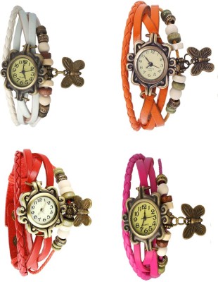 

Kissu Vintage Rakhi Combo of 4 White, Red, Orange And Pink Watch - For Women