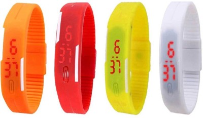 NS18 Silicone Led Magnet Band Combo of 4 Orange, Red, Yellow And White Digital Watch  - For Boys & Girls   Watches  (NS18)
