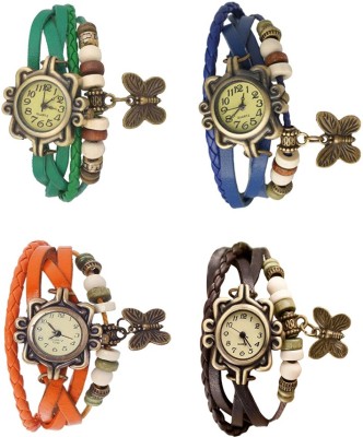 NS18 Vintage Butterfly Rakhi Combo of 4 Green, Orange, Blue And Brown Analog Watch  - For Women   Watches  (NS18)