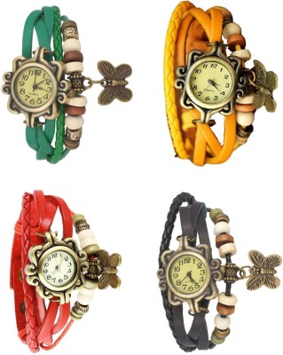 NS18 Vintage Butterfly Rakhi Combo of 4 Green, Red, Yellow And Black Analog Watch  - For Women   Watches  (NS18)