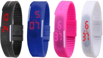 NS18 Silicone Led Magnet Band Combo of 4 Black, Blue, Pink And White Digital Watch  - For Boys & Girls   Watches  (NS18)