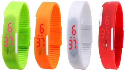 NS18 Silicone Led Magnet Band Watch Combo of 4 Green, Orange, White And Red Digital Watch  - For Couple   Watches  (NS18)