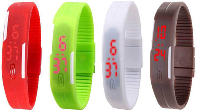 

Kissu Led Magnet Band Combo of 4 Red, Green, White And Brown Watch - For Men & Women