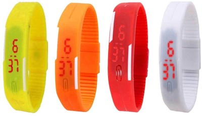 NS18 Silicone Led Magnet Band Combo of 4 Yellow, Orange, Red And White Digital Watch  - For Boys & Girls   Watches  (NS18)