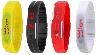 NS18 Silicone Led Magnet Band Combo of 4 Yellow, Black, Red And White Watch  - For Boys & Girls   Watches  (NS18)