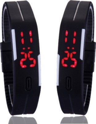 MM LED Black TPU Rubber Magnet Band Digital Watch  - For Men   Watches  (MM)