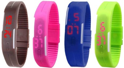 NS18 Silicone Led Magnet Band Combo of 4 Brown, Pink, Blue And Green Digital Watch  - For Boys & Girls   Watches  (NS18)