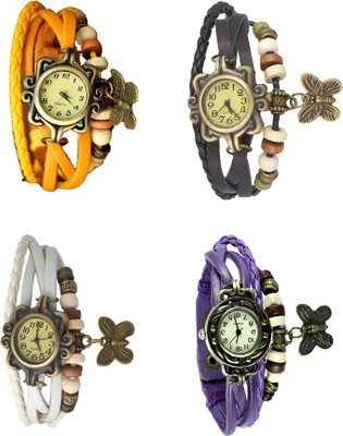 

Kissu Vintage Rakhi Combo of 4 Yellow, White, Black And Purple Watch - For Women