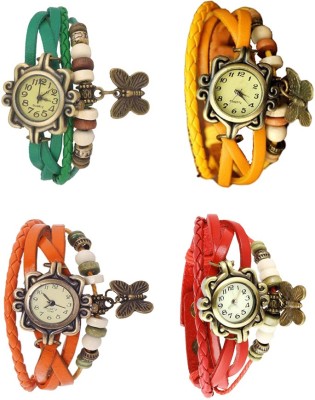 NS18 Vintage Butterfly Rakhi Combo of 4 Green, Orange, Yellow And Red Analog Watch  - For Women   Watches  (NS18)