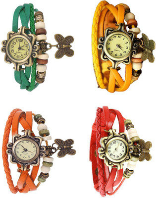 

Kissu Vintage Rakhi Combo of 4 Green, Orange, Yellow And Red Watch - For Women