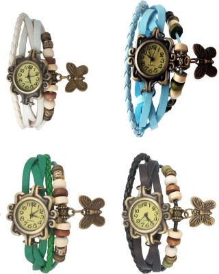 NS18 Vintage Butterfly Rakhi Combo of 4 White, Green, Sky Blue And Black Analog Watch  - For Women   Watches  (NS18)