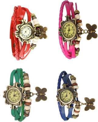 

Kissu Vintage Rakhi Combo of 4 Red, Green, Pink And Blue Watch - For Women