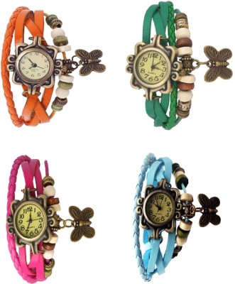 NS18 Vintage Butterfly Rakhi Combo of 4 Orange, Pink, Green And Sky Blue Analog Watch  - For Women   Watches  (NS18)
