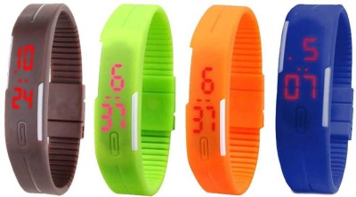 NS18 Silicone Led Magnet Band Combo of 4 Brown, Green, Orange And Blue Digital Watch  - For Boys & Girls   Watches  (NS18)