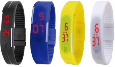 NS18 Silicone Led Magnet Band Combo of 4 Black, Blue, Yellow And White Digital Watch  - For Boys & Girls   Watches  (NS18)